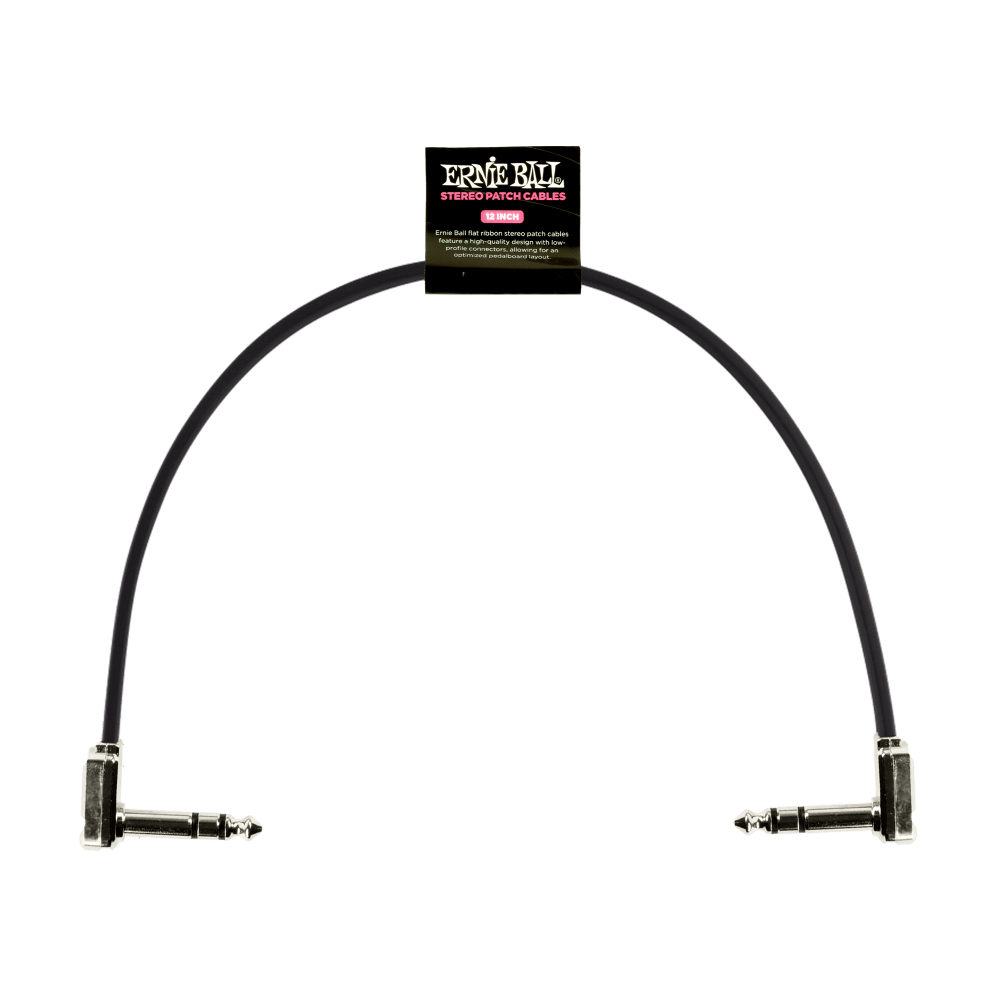 Ernie Ball 12" Flat Ribbon Stereo Patch Cable Black