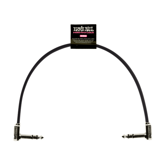 Ernie Ball 12" Flat Ribbon Stereo Patch Cable Black