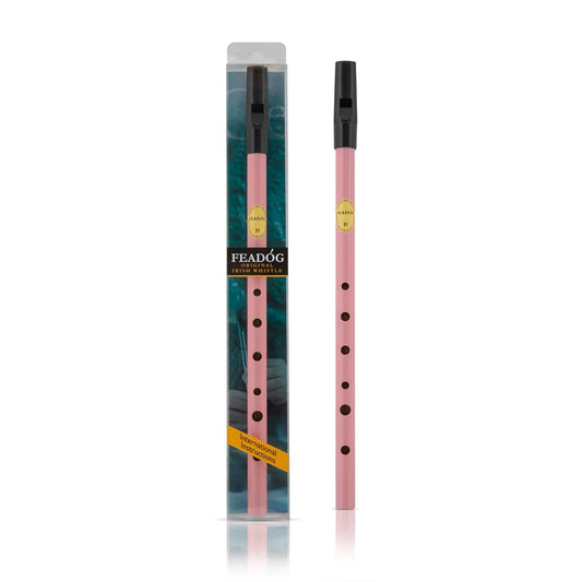 Feadog Pink Irish Whistle Pack in Key of D with Fingering Chart and Instruction Sheet