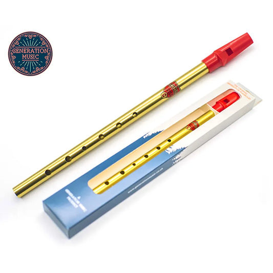 Generation Flageolet Lacquer C Whistle - Traditional Brass Body with Hygienic Plastic Mouthpiece, Accurately Tuned, Made in England