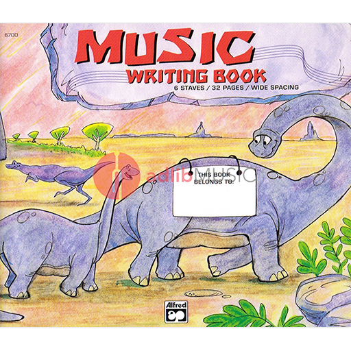 Dinosaur Manuscript Book with 6 Wide-Line Staves - 8" x 6" Oblong — view 2
