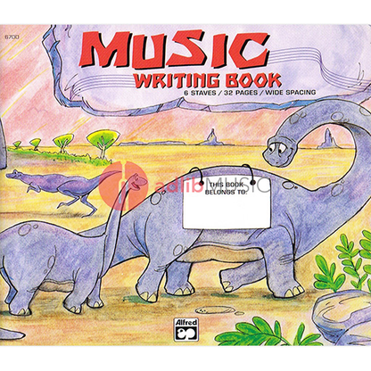 Dinosaur Manuscript Book with 6 Wide-Line Staves - 8" x 6" Oblong — view 2