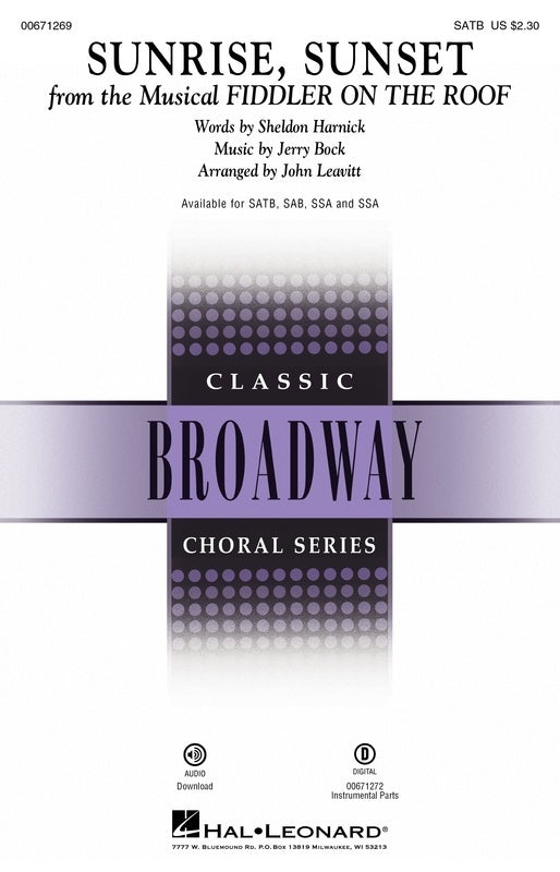 Sunrise Sunset From Fiddler On The Roof Satb Octavo