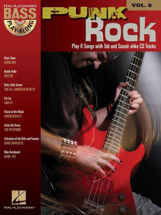 Bass Play-Along Vol. 8: Punk Rock — Bass TAB Book/CD (Hal Leonard)