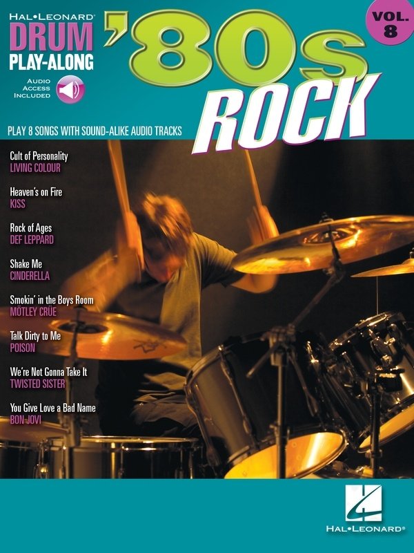 Drum Play-Along Vol. 8: 80s Rock — Book/Online Audio (Hal Leonard)