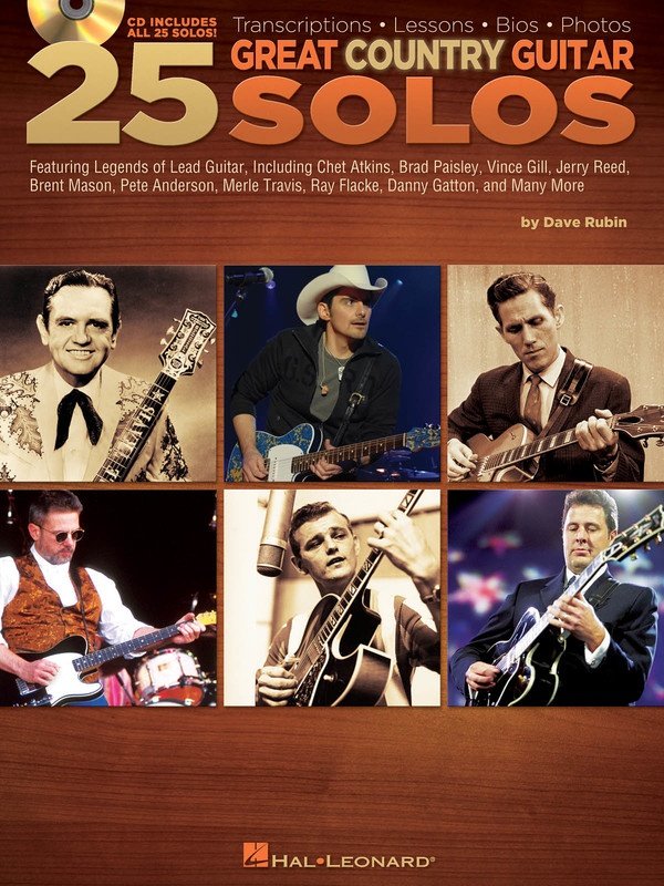 25 Great Country Guitar Solos — Guitar Solo Book/CD (Hal Leonard)