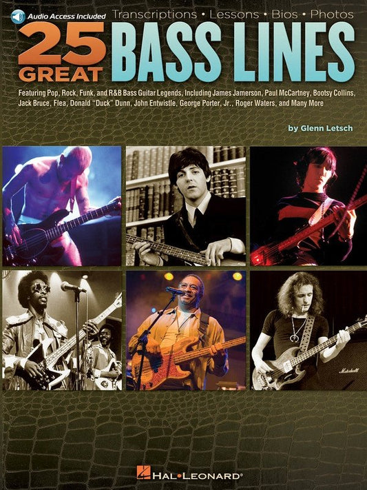 25 Great Bass Lines — Bass TAB, Book/Online Audio (Hal Leonard)
