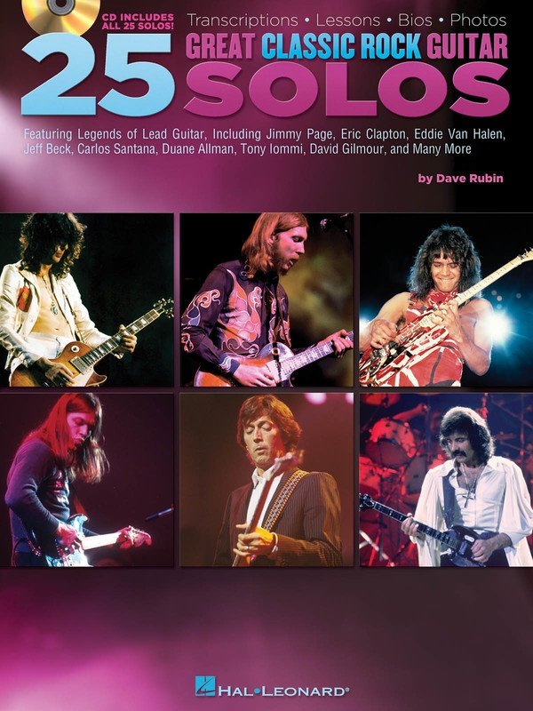 25 Great Classic Rock Guitar Solos — Book/Online Audio (Hal Leonard)