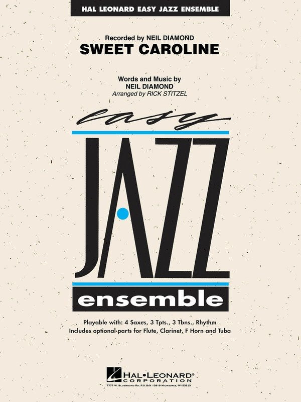 Sweet Caroline — Jazz Ensemble Grade 2 Score & Parts (Hal Leonard Easy Jazz Ensemble Series)