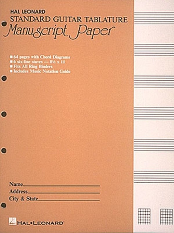 Guitar Tablature Manuscript Paper - 64 Pages with 6-Line Staves and Chord Diagrams