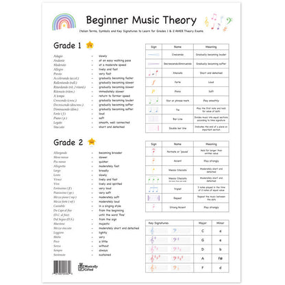 100 Days of Practice Rainbow A3 Music Practice Chart with Beginner Theory Poster — view 3