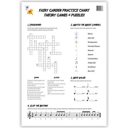 Fairy Garden A3 Music Practice Chart with Stickers and Music Symbols Challenge — view 2