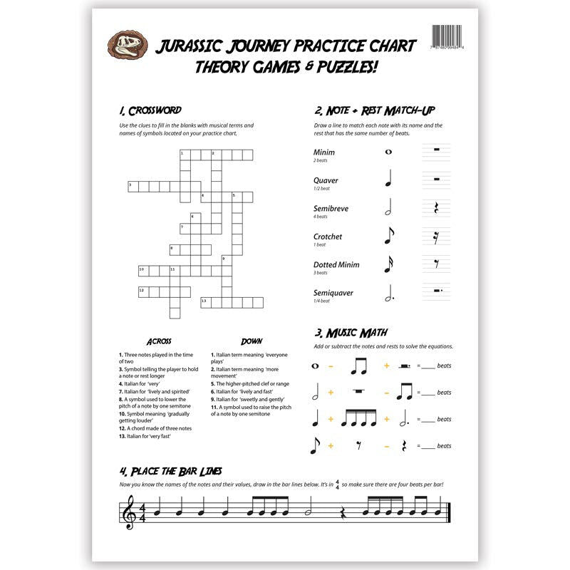 Jurassic Journey A3 Music Practice Chart with Stickers by Musically Gifted — view 5