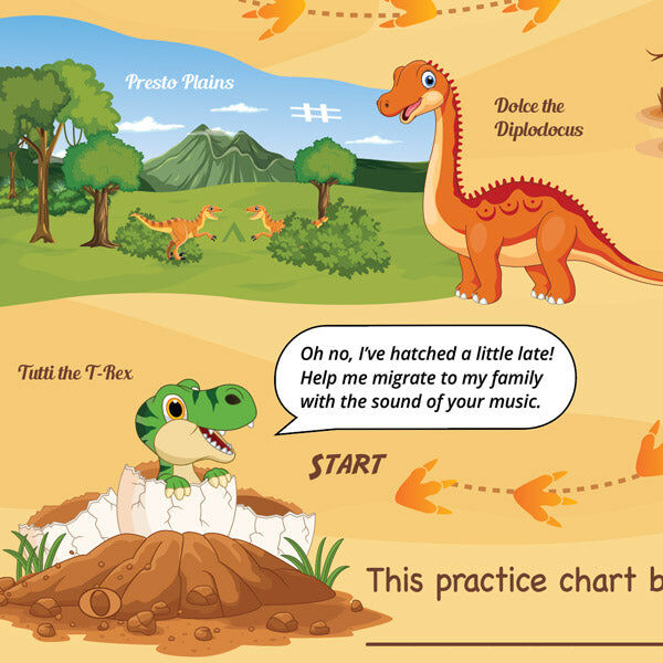 Jurassic Journey A3 Music Practice Chart with Stickers by Musically Gifted — view 2