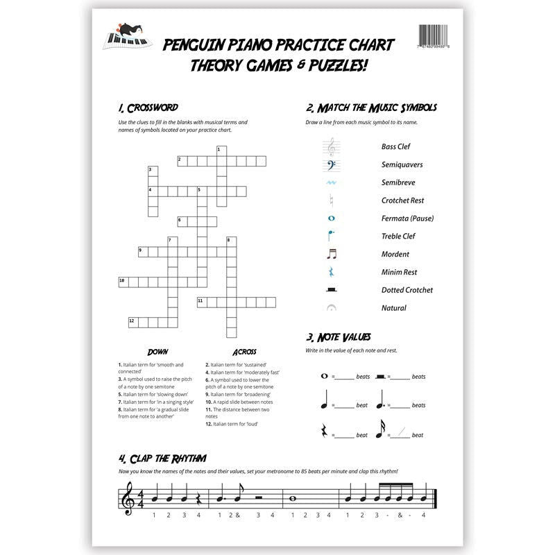 Penguin Piano A3 Music Practice Chart with Stickers by Musically Gifted — view 5