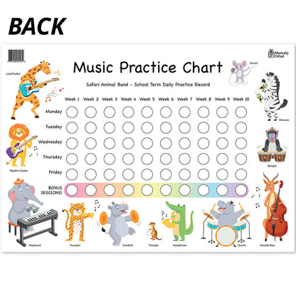 Penguins & African Animals Music Practice Chart - 20 Weeks by Musically Gifted, A3 Size, 250gsm Paper, Includes Star Stickers, Colourful Design — view 2
