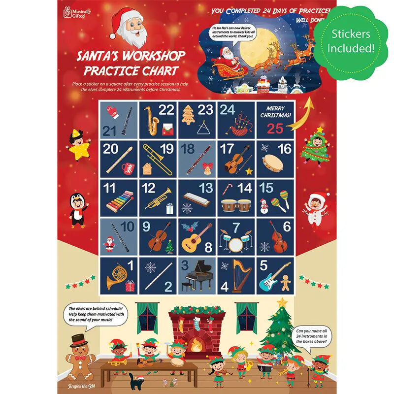 Santas Workshop A3 Music Practice Chart