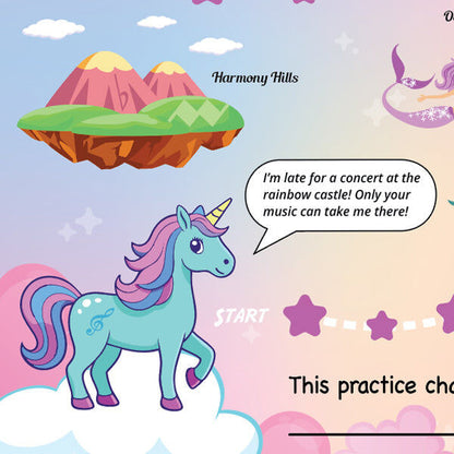 Unicorn Adventure A3 Music Practice Chart with Stickers by Musically Gifted — view 5