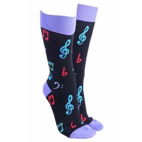 Sock Society Black/Purple Music Socks with Colorful Notes and Symbols