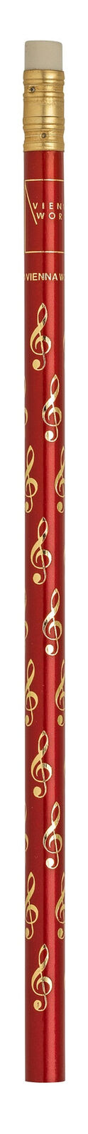 Music Pencil Red with Gold Treble Clefs HB