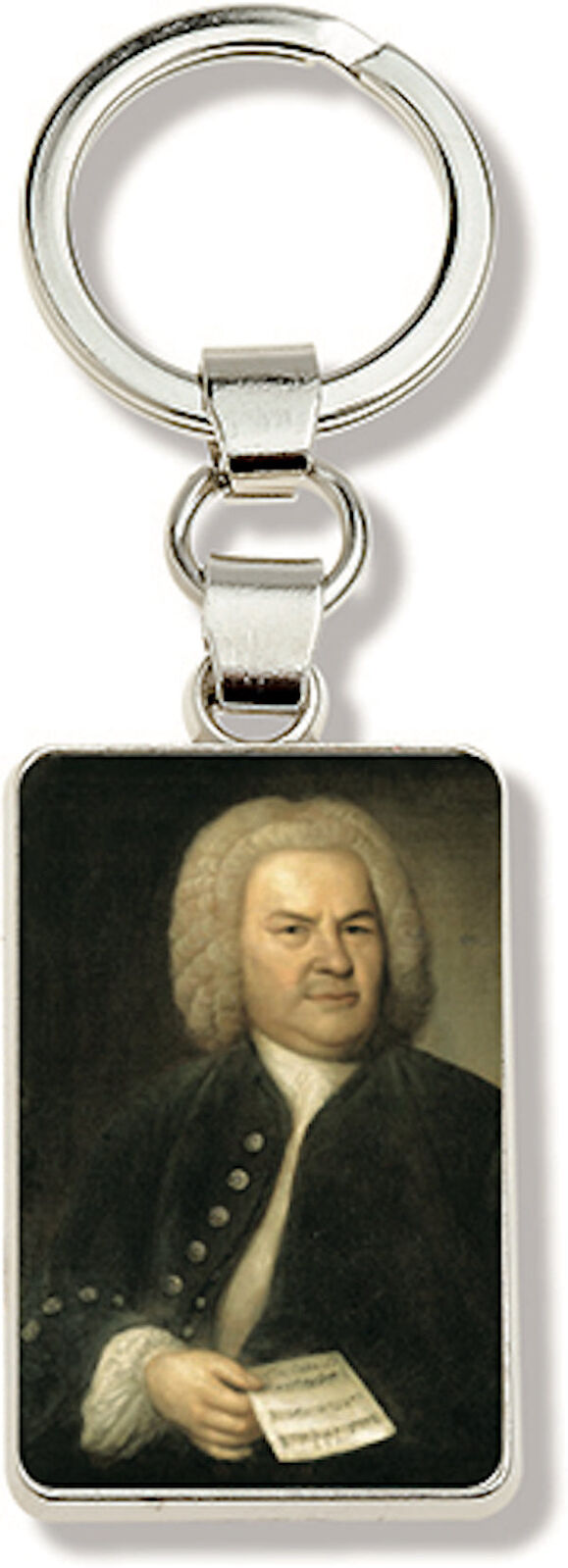 Silver Keyring with J.S. Bach Image
