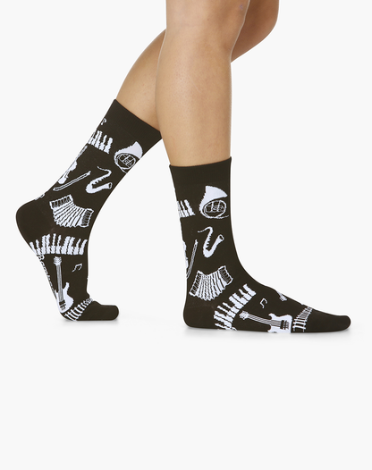 Womens Bamboo Music Socks Black White Musical Instruments 'All That Jazz' Size 2-8 — view 2