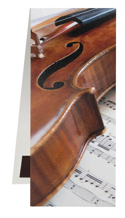 Magnetic Violin Bookmark with Manuscript, 10.5 x 4.4cm