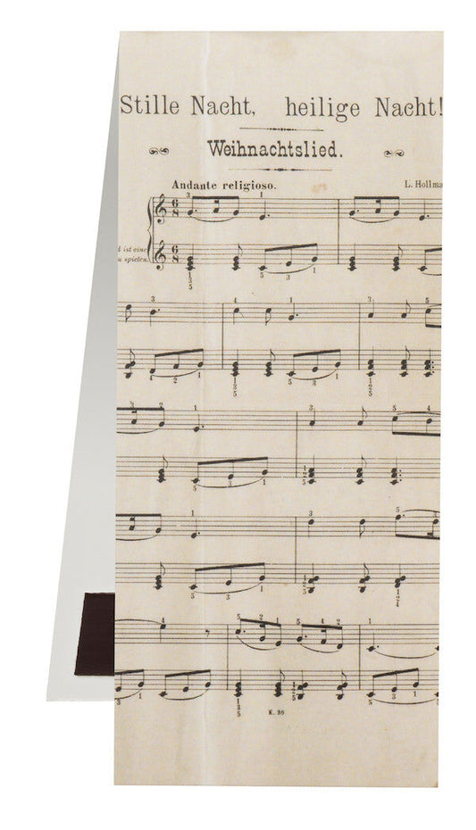 Magnetic Christmas Inspired Bookmark - Silent Night Manuscript, 10.5 x 4.4cm