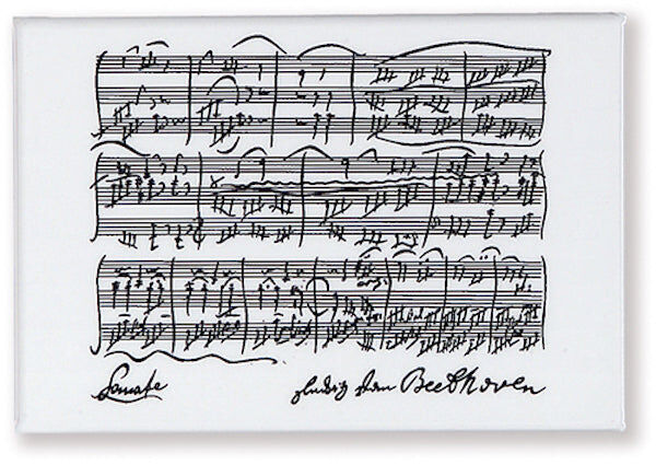 Beethoven Manuscript Fridge Magnet - Black and White, 5.3 x 7.8cm