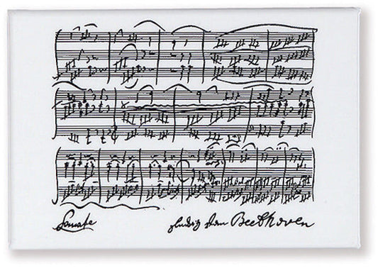 Beethoven Manuscript Fridge Magnet - Black and White, 5.3 x 7.8cm