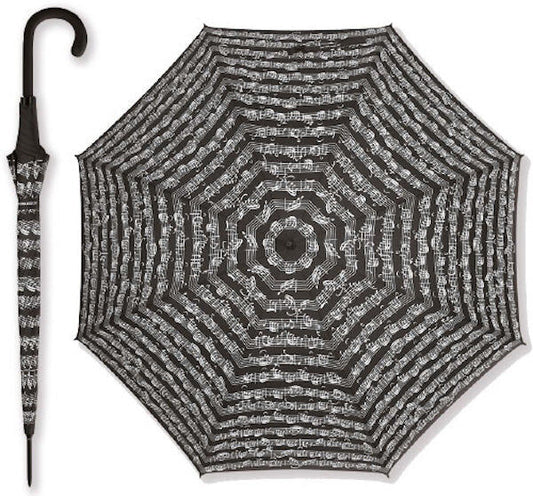 Black Music Umbrella with White Manuscript, 105cm