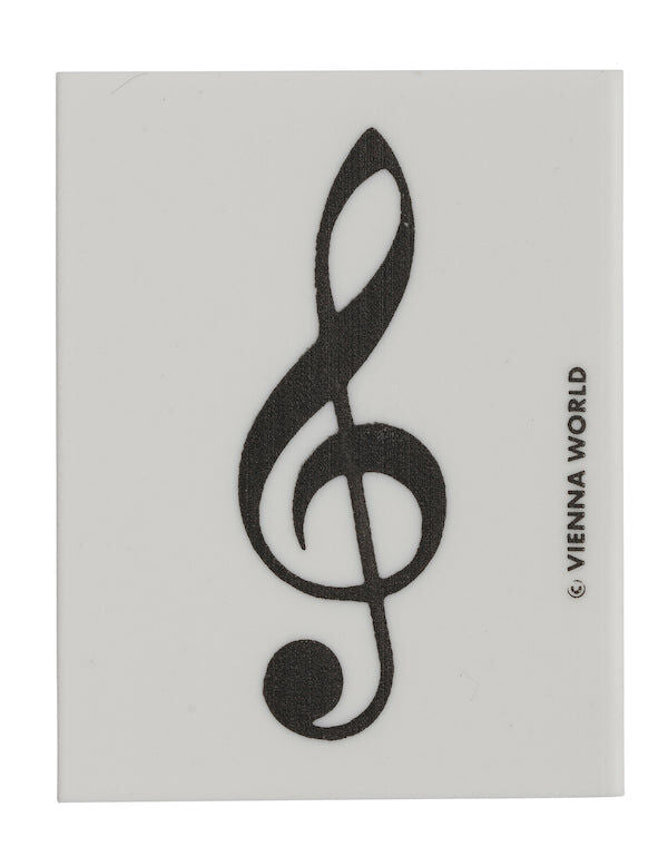 White Eraser with Black Treble Clef