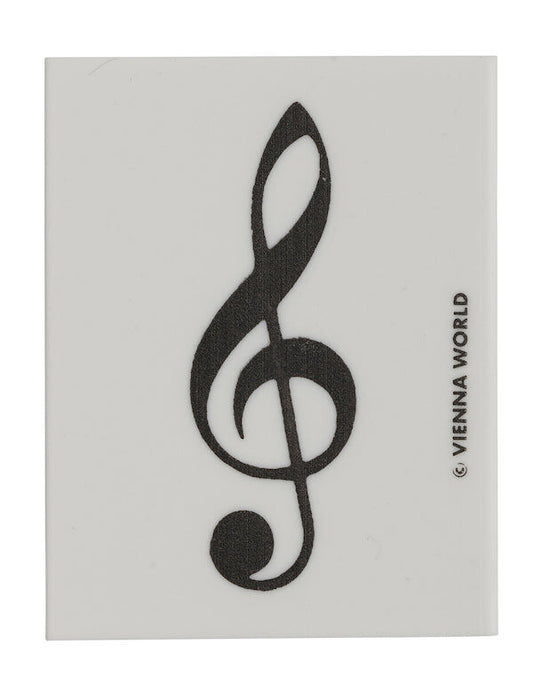 White Eraser with Black Treble Clef