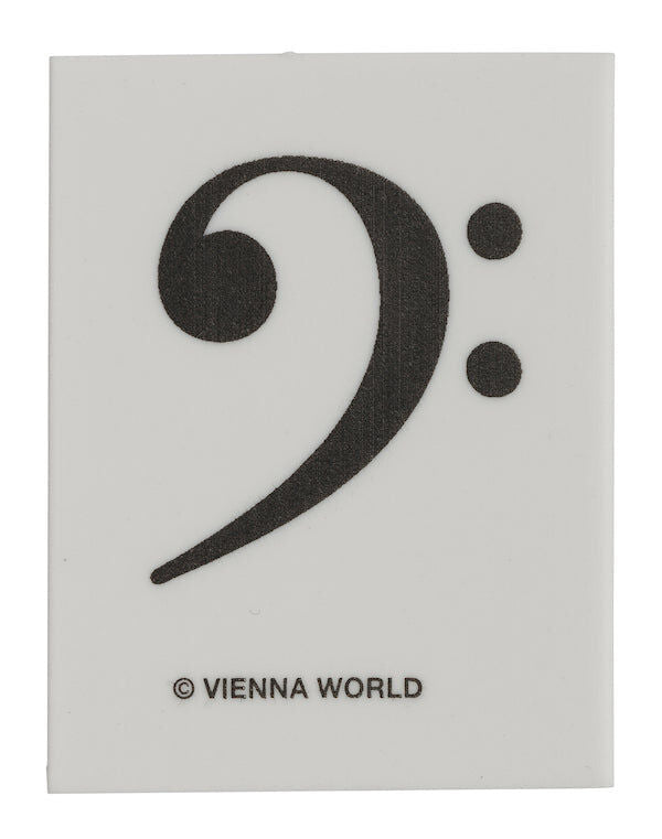 White Music Eraser with Black Bass Clef - Rectangular, 4.5 x 3.5 x 0.9 cm