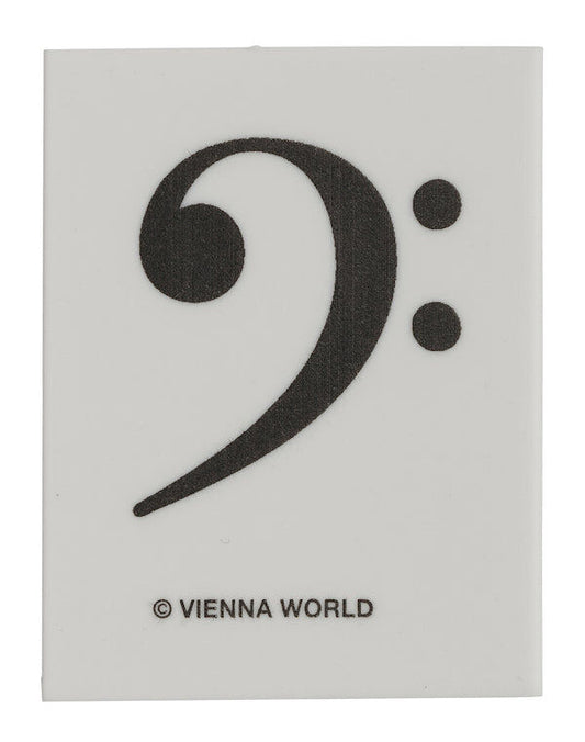 White Music Eraser with Black Bass Clef - Rectangular, 4.5 x 3.5 x 0.9 cm