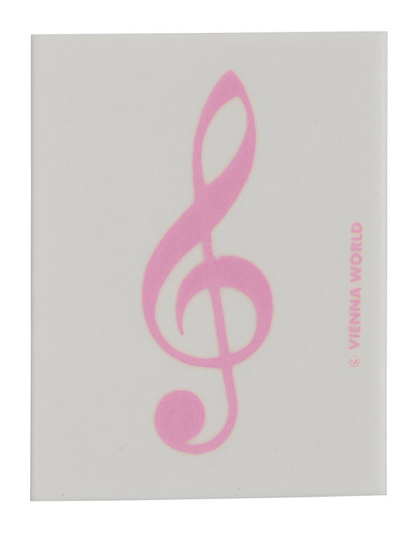 White Eraser with Pink Treble Clef, 4.5 x 3.5 x 0.9 cm