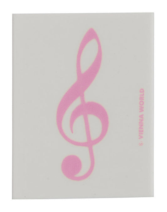 White Eraser with Pink Treble Clef, 4.5 x 3.5 x 0.9 cm