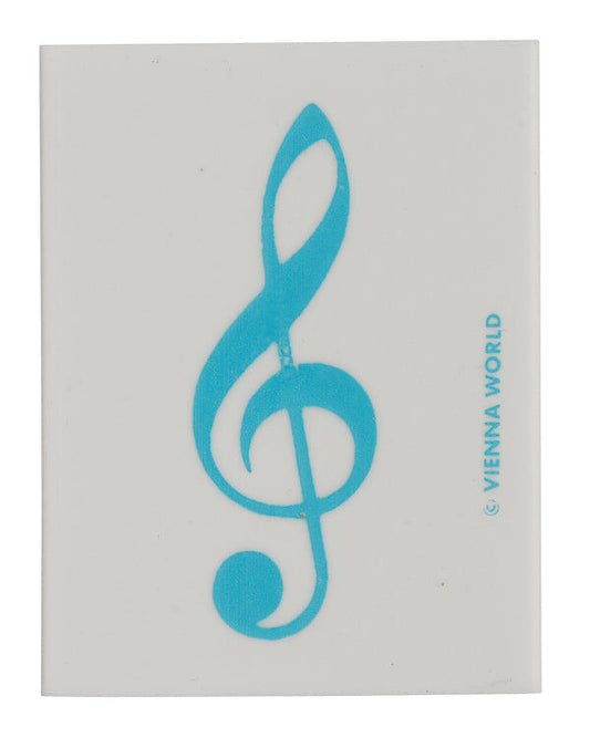 White Eraser with Blue Treble Clef - 4.5 x 3.5 x 0.9 cm