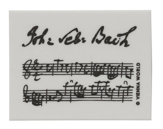 White Eraser with Bach Manuscript, 4.5 x 3.5 x 0.9 cm, European Manufacturing, Cellophane-Wrapped, Ideal for Artists and Students