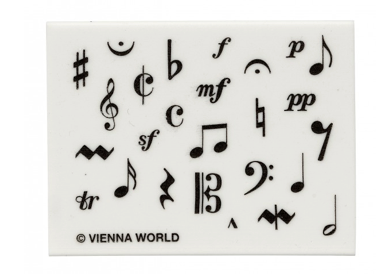 White Eraser with Black Music Symbols