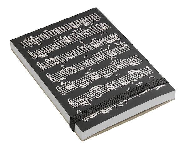 Black Notepad with Sheet Music - 7.3x10.4cm, 90 Sheets