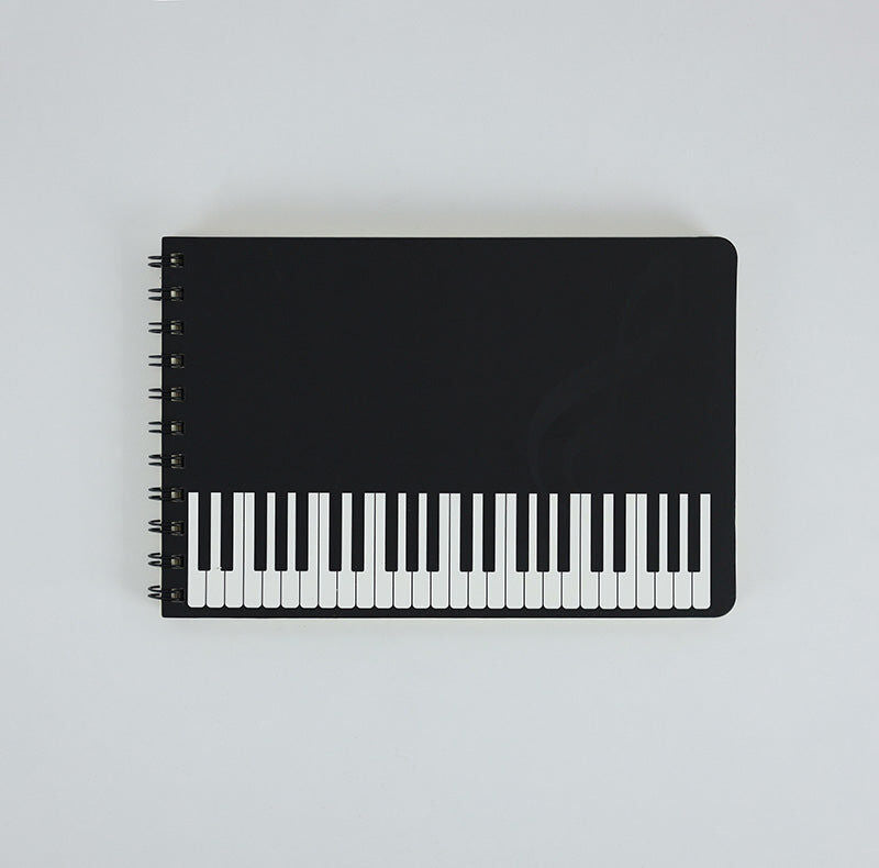 A5 Spiral Notebook Black with White Keyboard - 48 Lined & 48 Stave Sheets