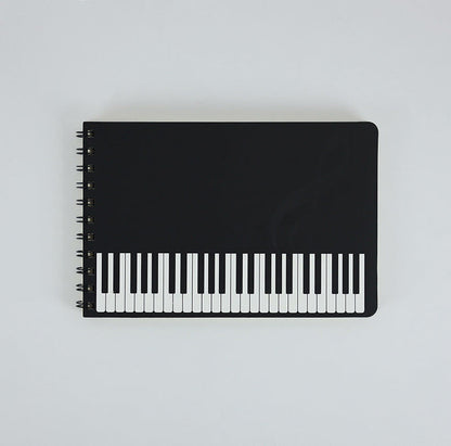 A5 Spiral Notebook Black with White Keyboard - 48 Lined & 48 Stave Sheets