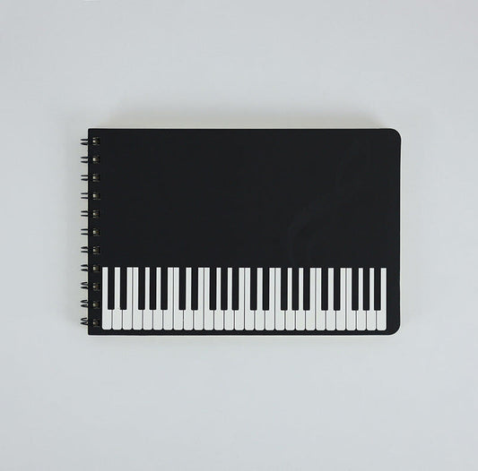 A5 Spiral Notebook Black with White Keyboard - 48 Lined & 48 Stave Sheets