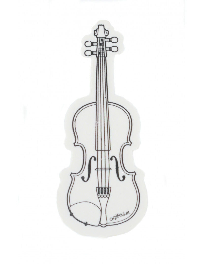 Violin Shaped Eraser - White with Black Print, 6cm