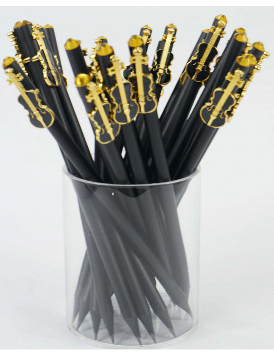 Pencil with Black and Gold Violin Charm