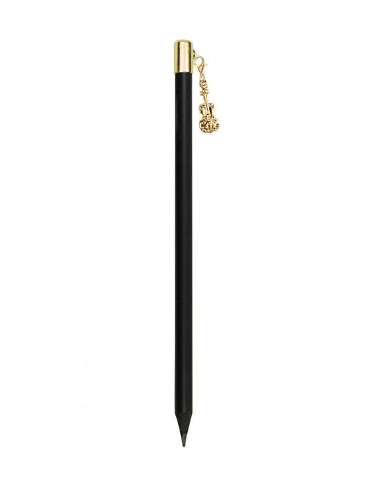 Black Music Pencil with Gold Violin Charm