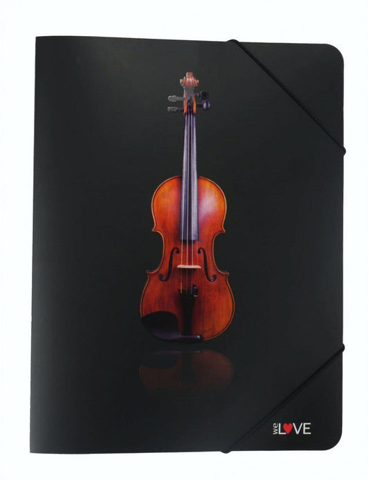 Black File with Elastic Band and Violin Design