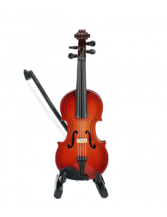 Miniature Wooden Violin Bow Case and Stand 10cm