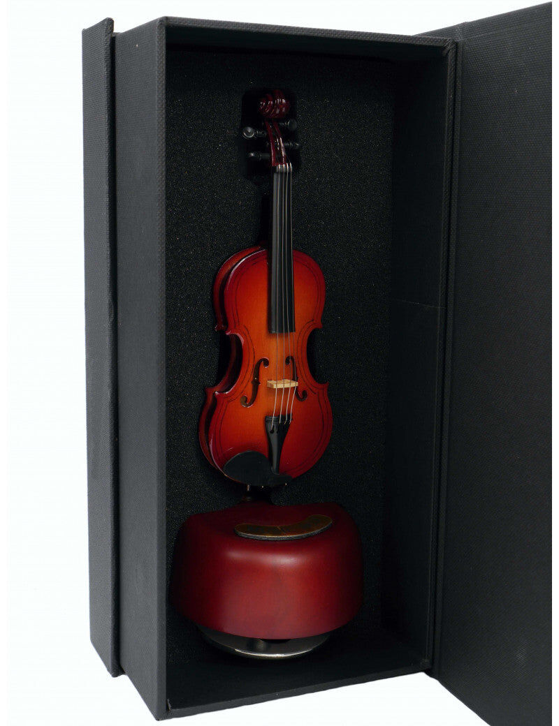 Wooden Music Box with Miniature Violin Playing The Blue Danube - 14cm Height, Gift Case Included — view 2
